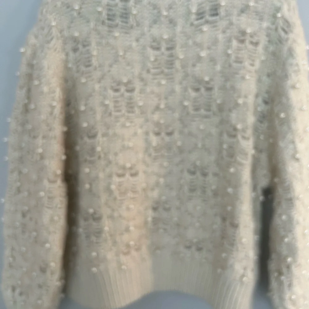 Zara Cream Sweater with Pearl Accents - Picture 5 of 5